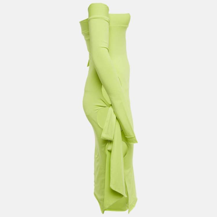 Pre Owned ROTATE BIRGER CHRISTENSEN Wild Lime Jersey Cut-Out Beca Dress S