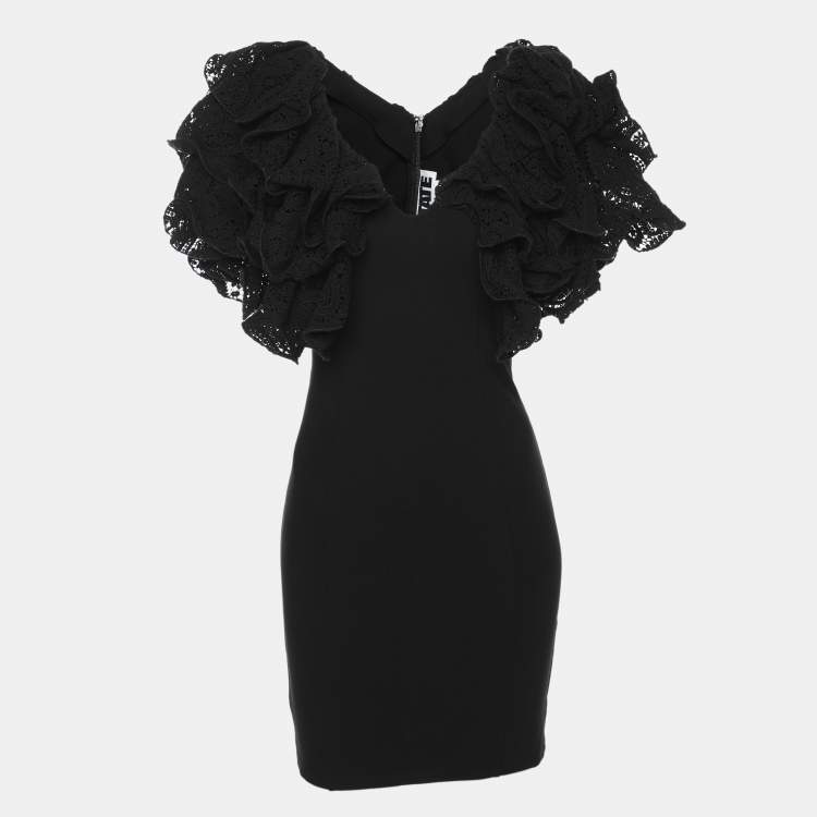 Pre Owned Rotate Birger Christensen Black Organic Cotton Carmen Mini Dress S