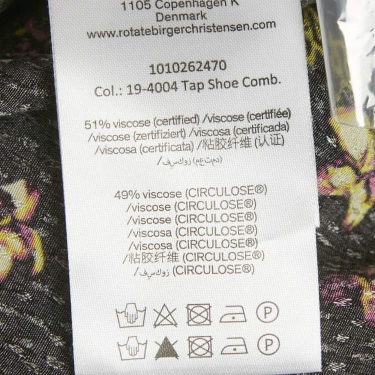 Pre Owned ROTATE Birger Christensen Black Floral Crepe Frill Blouse S