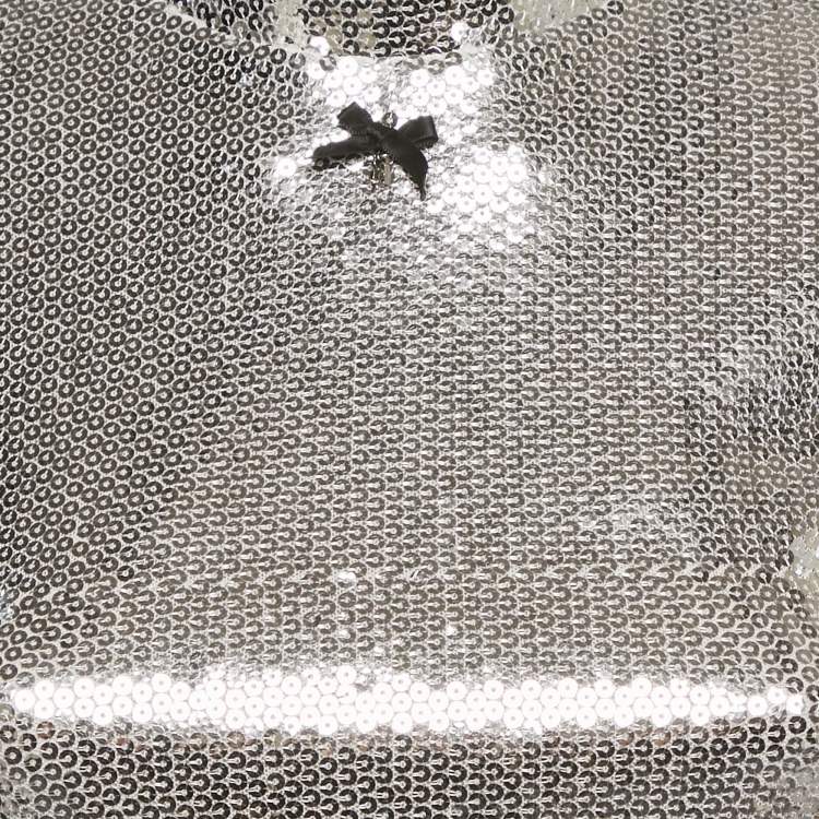 Pre Owned Rotate Birger Christensen Silver Sequin Top and Mini Skirt Set S