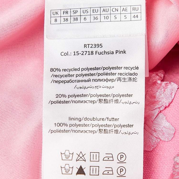 Pre Owned Rotate Birger Christensen Pink Floral Textured Crepe V-Neck Mini Dress S