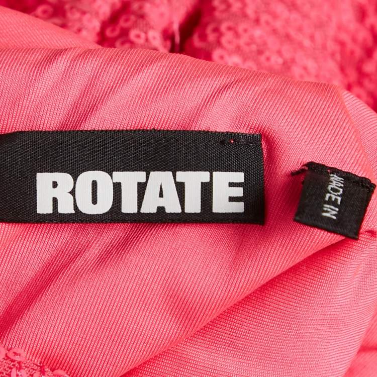 Pre Owned ROTATE Fuchsia Pink Sequin Mesh Lace-Up Mini Krew Dress M