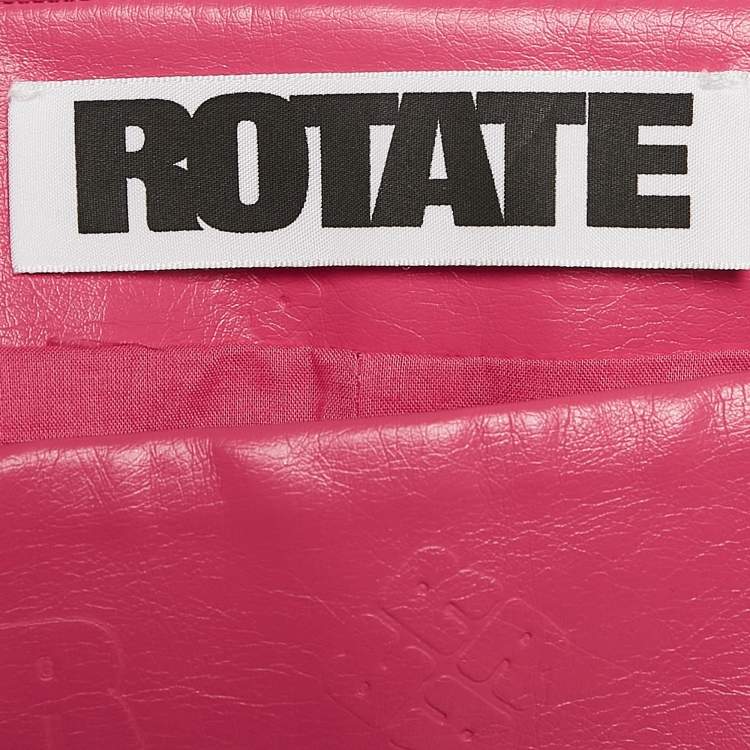 Pre Owned Rotate Pink Logo Embossed Faux Leather Skirt and Strapless Top Set M