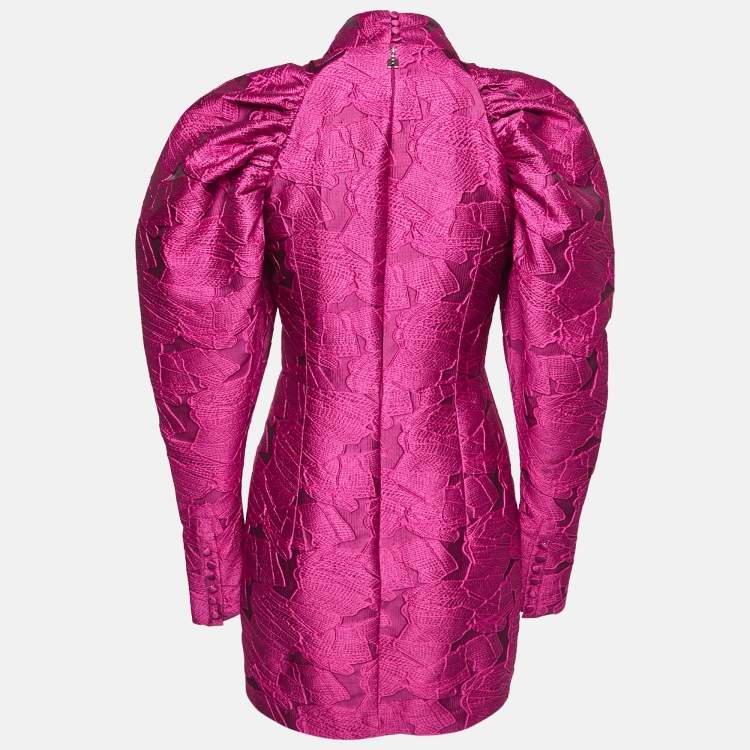 Pre Owned ROTATE Birger Christensen Pink Cut-Out Kaya Jacquard Mini Dress S