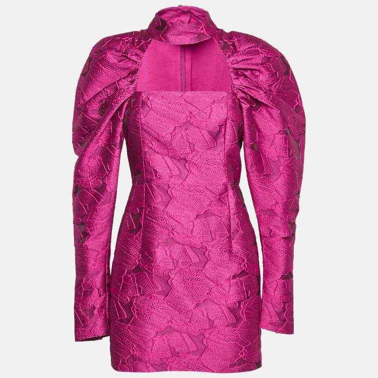 Pre Owned ROTATE Birger Christensen Pink Cut-Out Kaya Jacquard Mini Dress S