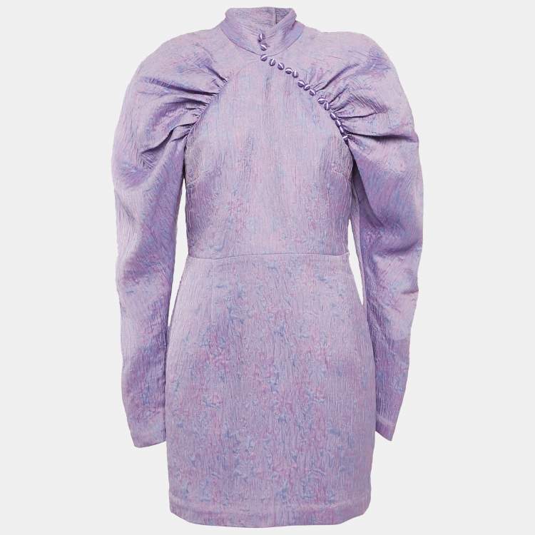 Pre Owned ROTATE Birger Christensen Purple Jaquard Mini Dress M