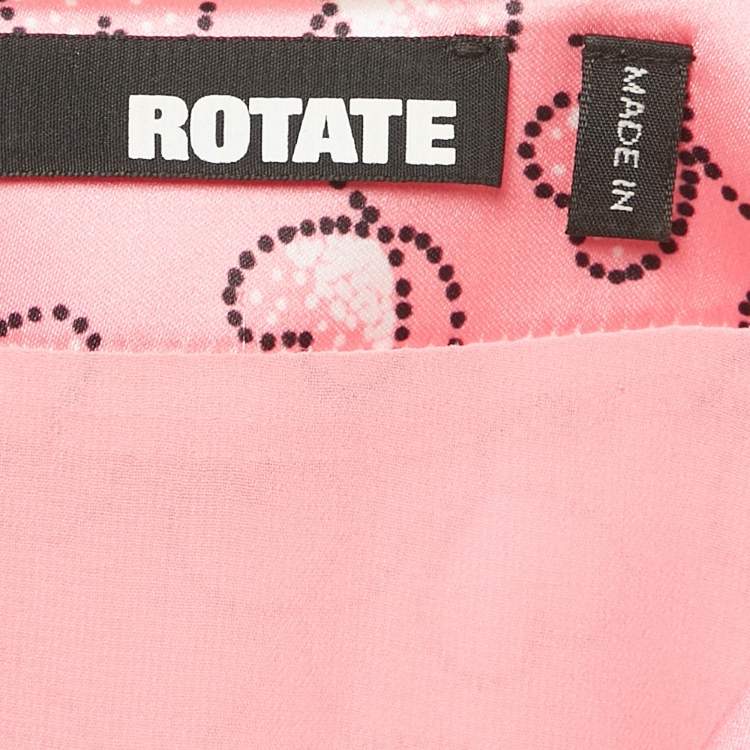 Pre Owned ROTATE BIRGER CHRISTENSEN Pink Printed Satin Cut-Out Mini Dress S