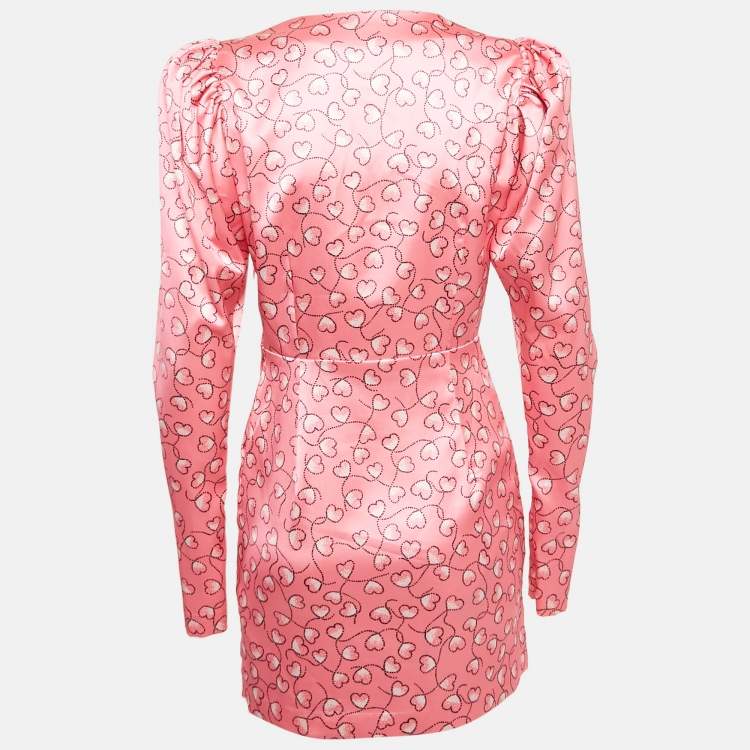 Pre Owned ROTATE BIRGER CHRISTENSEN Pink Printed Satin Cut-Out Mini Dress S