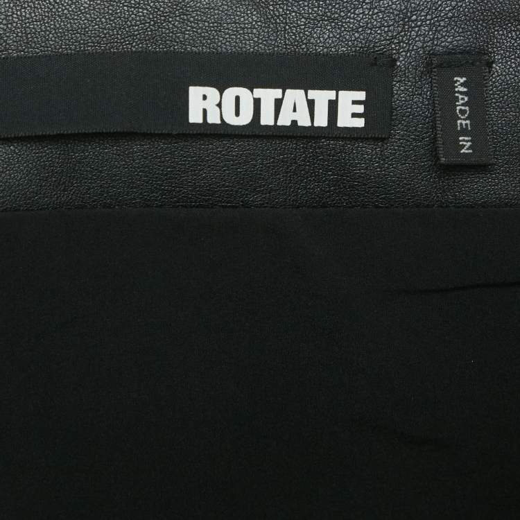 Pre Owned ROTATE BIRGER CHRISTENSEN Black Smocked Leather Zip-Up Mini Skirt M
