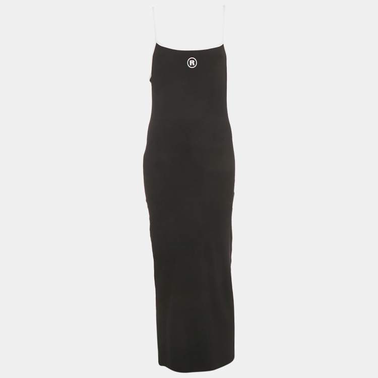 Pre Owned ROTATE Birger Christensen Black Rib Knit Midi Dress M