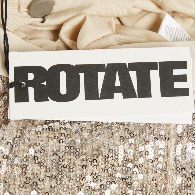 Pre Owned ROTATE BIRGER CHRISTENSEN Beige Sequin Embellished Alicia Pants M