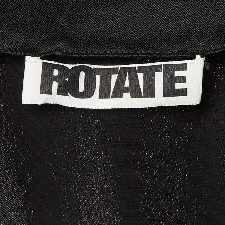 Pre Owned ROTATE BIRGER CHRISTENSEN Black Satin Wrap Around Maxi Dress M