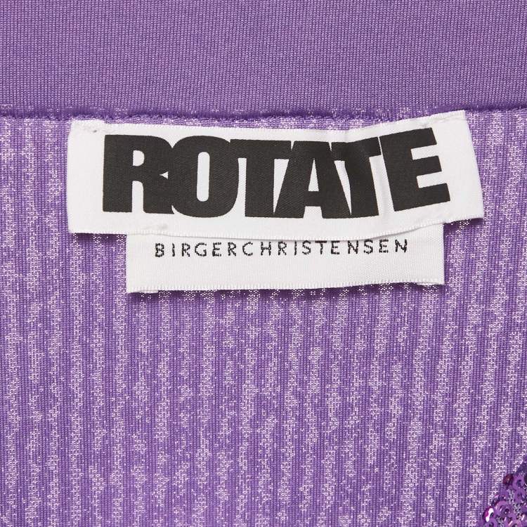 Pre Owned ROTATE Birger Christensen Purple Sequined Tulle Tasha Midi Skirt M