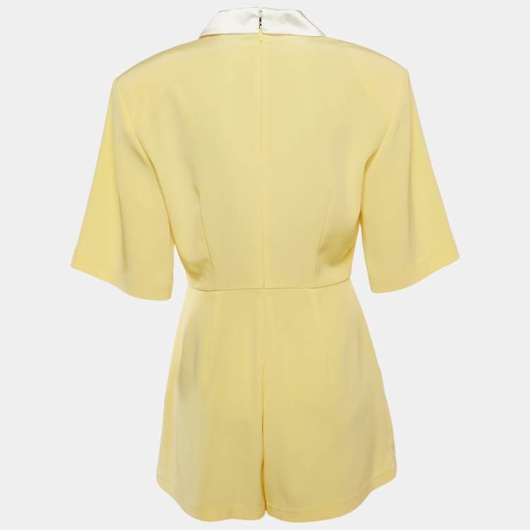 Pre Owned Rowen Rose Yellow Crepe Cady Playsuit M