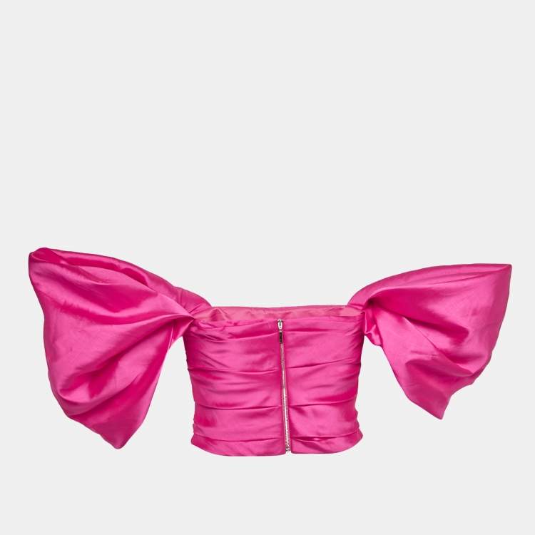 Pre Owned Rozie Corset Pink Pleated Off Shoulder Corset Top S 