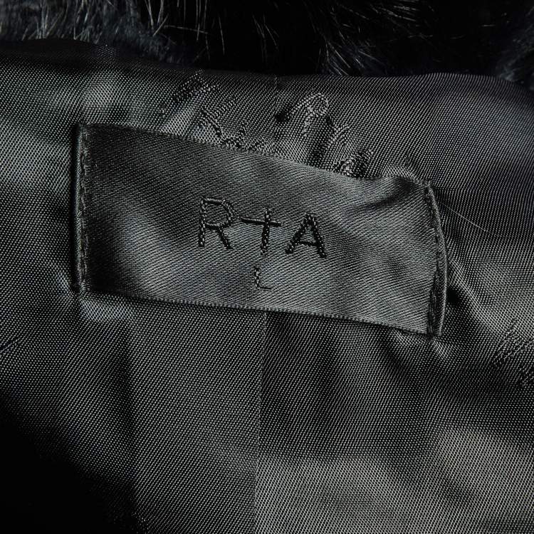 Pre Owned RtA Black Real Fur Zip-Up Hoodie L