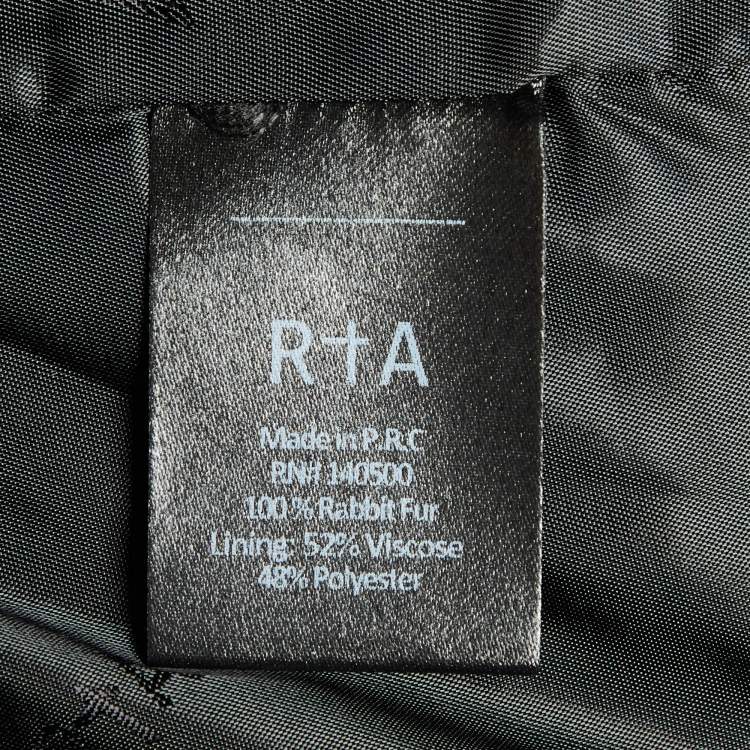 Pre Owned RtA Black Real Fur Zip-Up Hoodie L