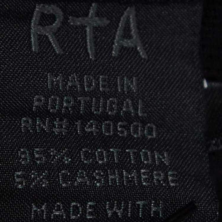 Pre Owned RTA Black Cotton Distressed Crop T-Shirt L