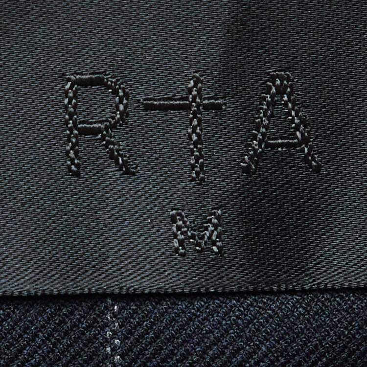 Pre Owned RTA Navy Blue Pin Striped Gabardine Belt Details Trousers M
