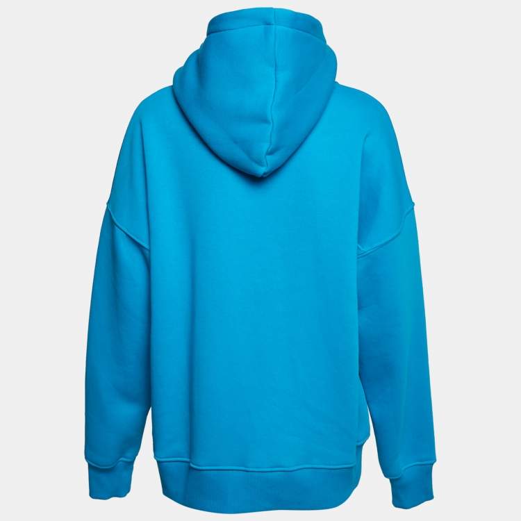 Pre Owned Rumor Blue "I Hate Everyone" Intarsia Cotton Knit Hoodie S