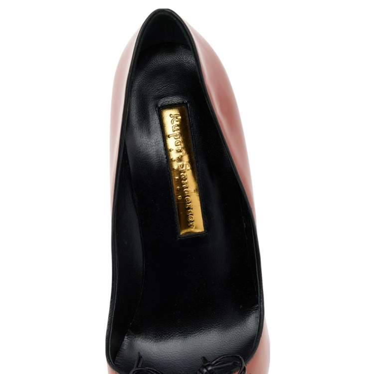 Pre Owned Rupert Sanderson Pink/Black Leather Embellished Pumps Size 40
