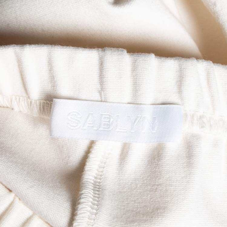Pre Owned Sablyn Ivory Stretch Knit Flared Pants L