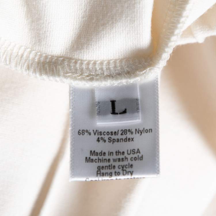 Pre Owned Sablyn Ivory Stretch Knit Flared Pants L