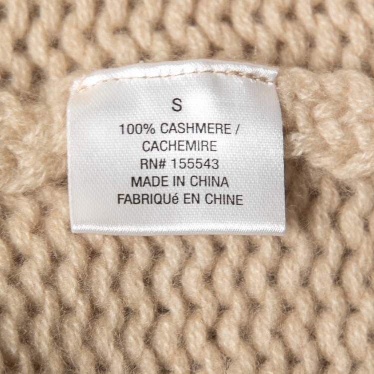 Pre Owned Sablyn Beige Cashmere Knit V-Neck Sweater S