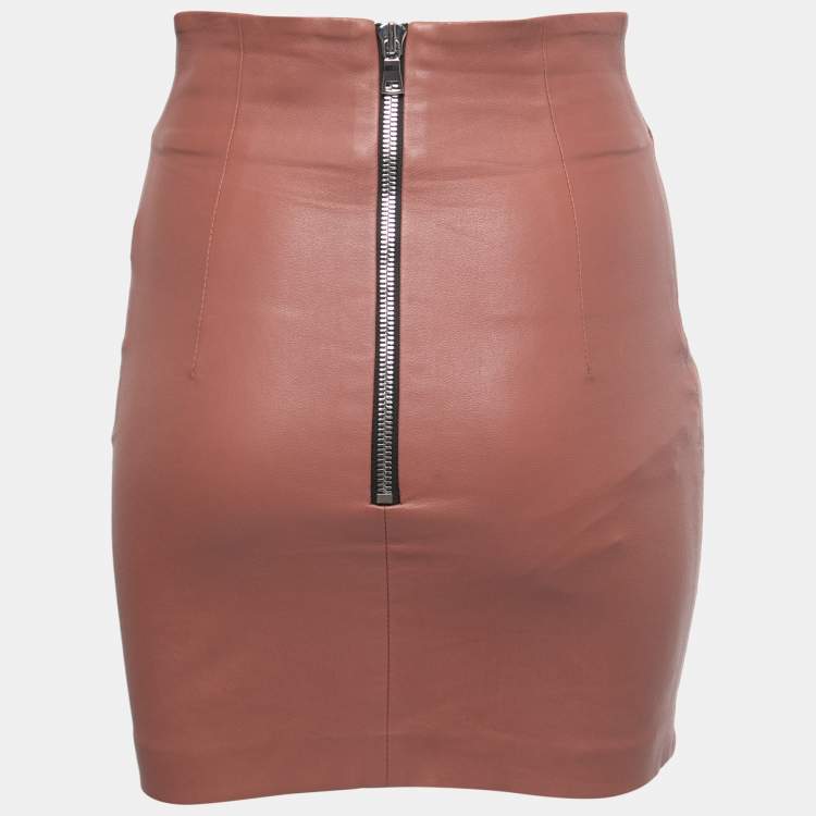 Pre Owned Sablyn Brown Leather Mini Skirt XS