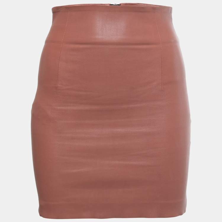 Pre Owned Sablyn Brown Leather Mini Skirt XS