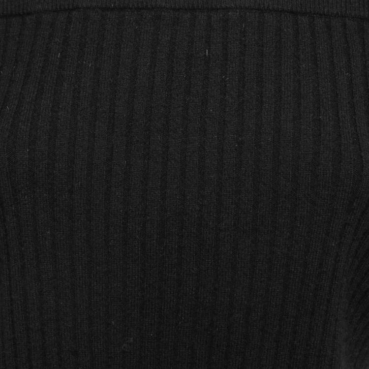 Pre Owned Sablyn Black Cashmere Off-Shoulder Cropped Sweater Top XS