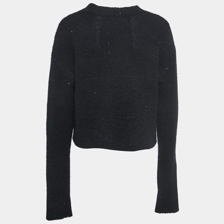Pre Owned Sablyn Black Sequin Embellished Cashmere Sweater S