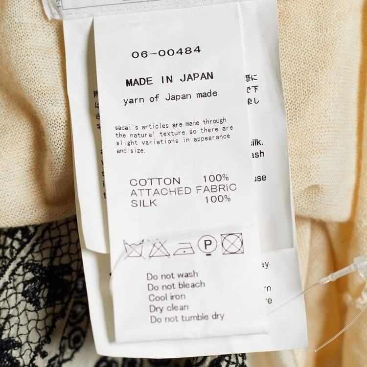 Pre Owned Sacai Beige Cotton Front Cut-Out Embroidered Dress M