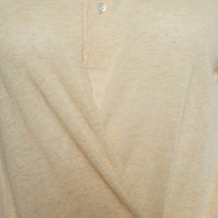 Pre Owned Sacai Beige Cotton Front Cut-Out Embroidered Dress M