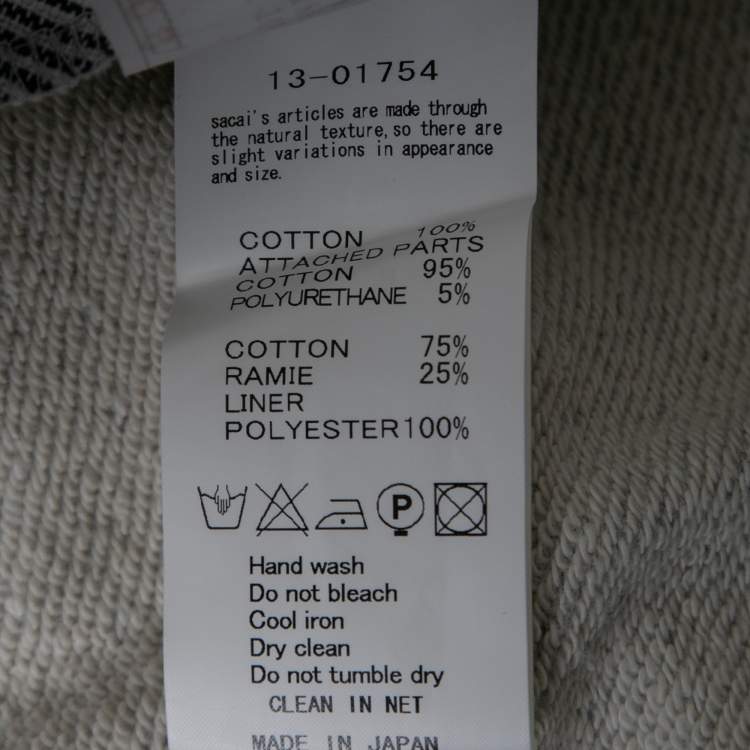 Pre Owned Sacai Grey Cotton & Blue Contrast Skirt Detail Short Sleeve Dress M