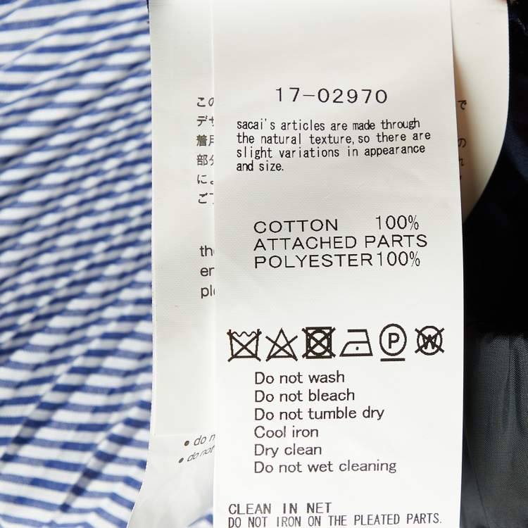 Pre Owned Sacai Blue Plisse Cotton Asymmetric Skirt S