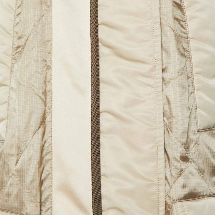 مملوكة مسبقًا Sacai Beige Quilted Ripstop Oversized Coat S