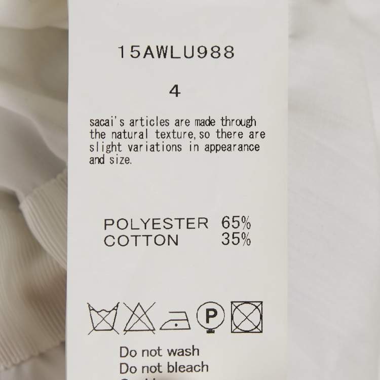 Pre Owned Sacai White Cotton Blend Button Front and Back Blouse XL