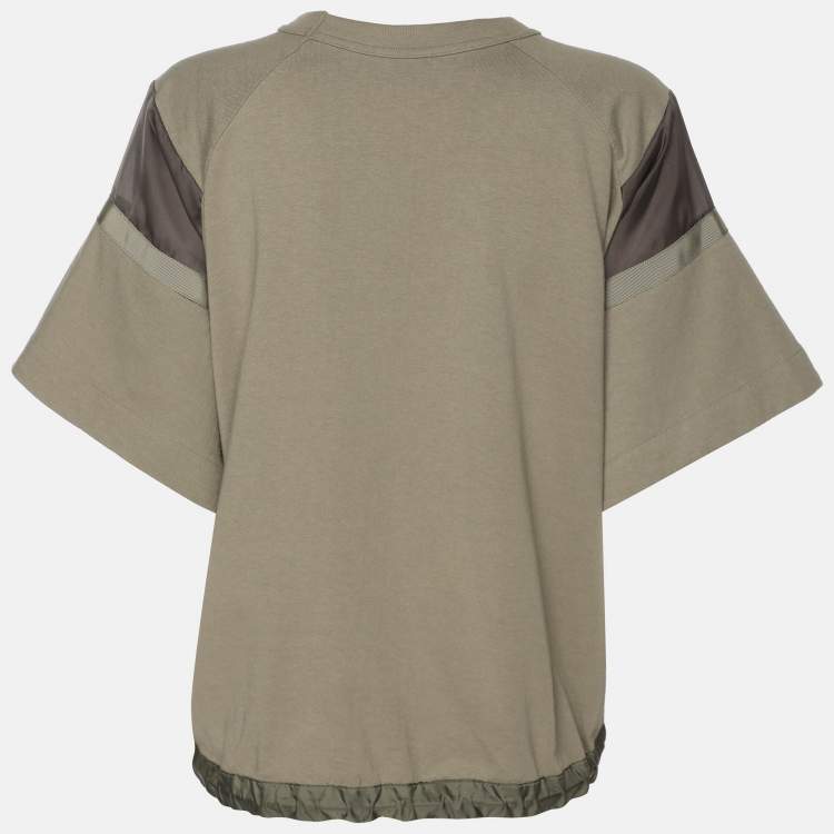 Pre Owned Sacai Green Jersey Drawstring Tops S