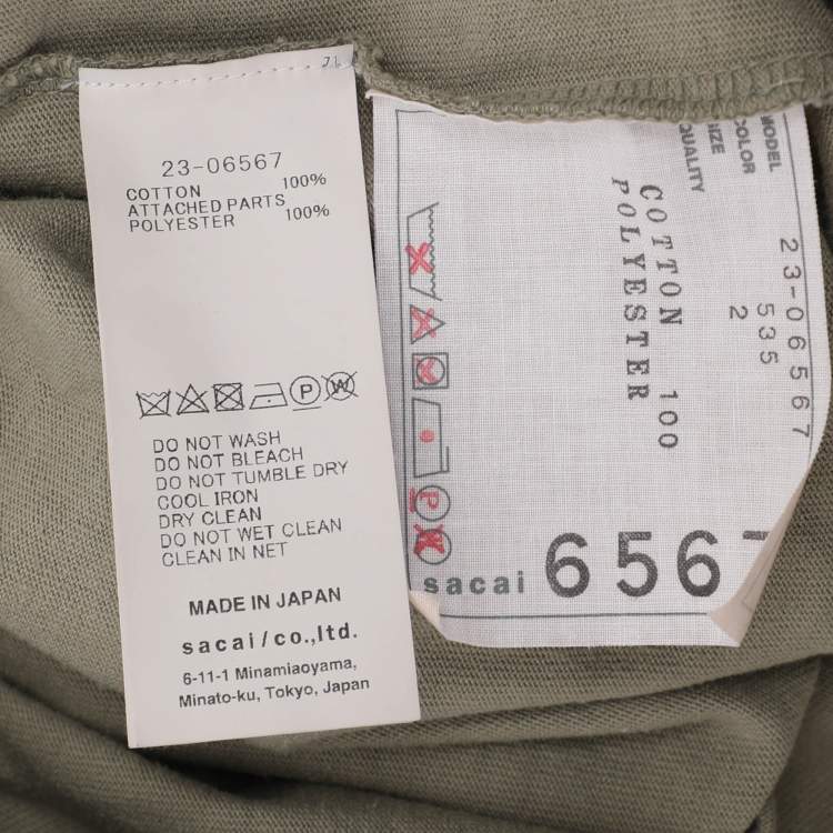 Pre Owned Sacai Green Jersey Drawstring Tops S