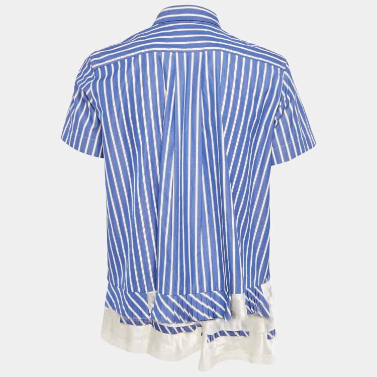 مملوكة مسبقًا Sacai Blue Striped Cotton Flared Blouse M