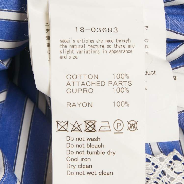 مملوكة مسبقًا Sacai Blue Striped Cotton Flared Blouse M