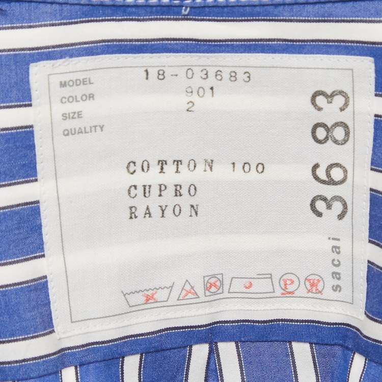 مملوكة مسبقًا Sacai Blue Striped Cotton Flared Blouse M