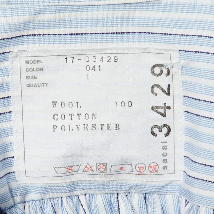 Pre Owned Sacai Navy Blue Striped Mesh Detail Wool Sweater S