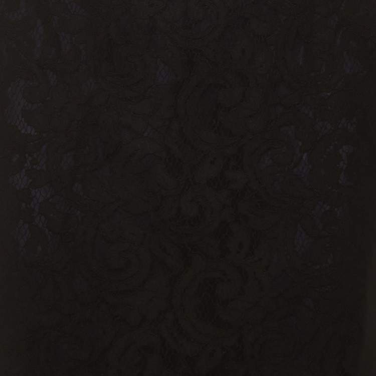 Pre Owned Sacai Black Lace & Tulle Overlay Midi Skirt M 