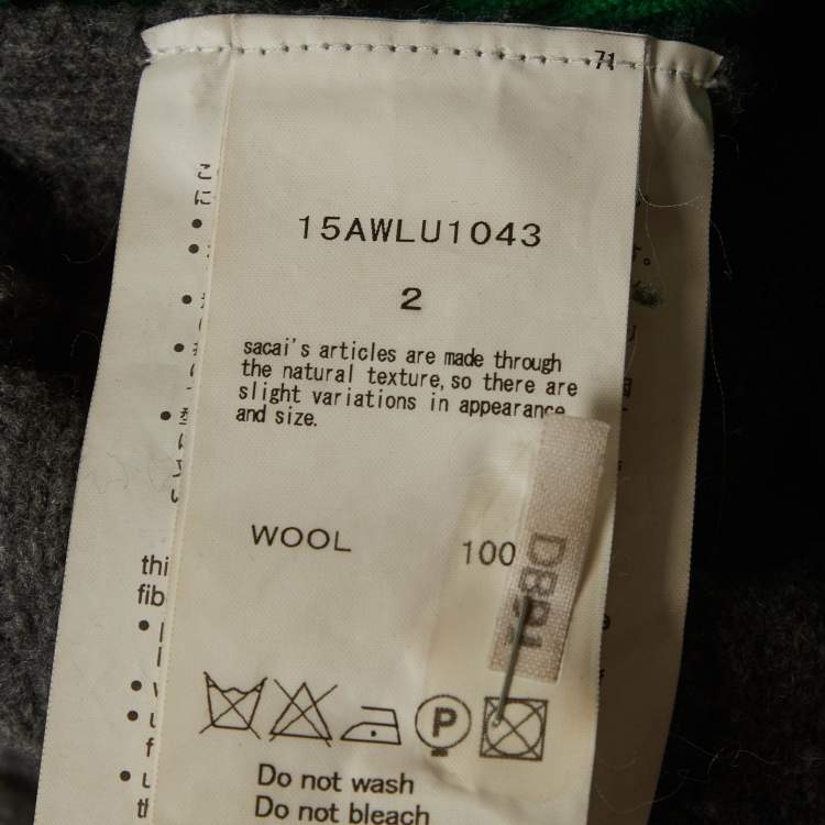 Pre Owned Sacai Luck Green/Grey Cable Knit Sweater M