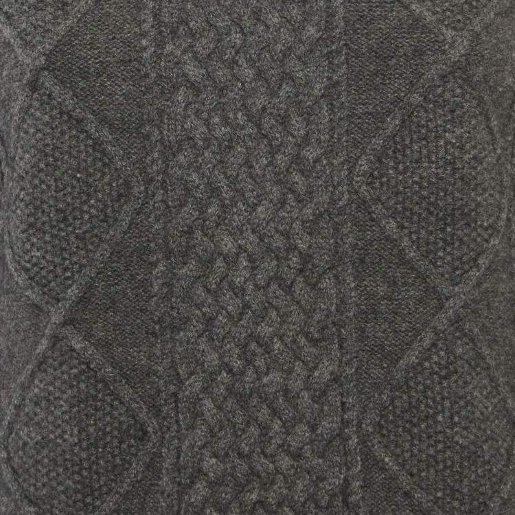 Pre Owned Sacai Luck Green/Grey Cable Knit Sweater M