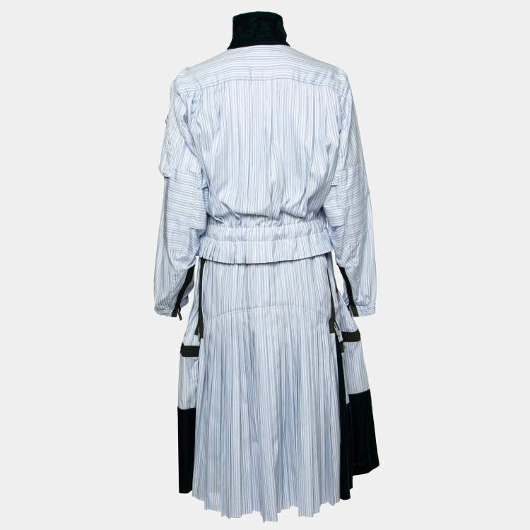 Sacai Blue Striped Cotton Zip-Detail Shirt Dress S Sacai | TLC