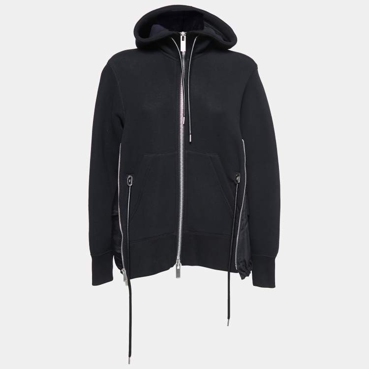 Sacai Black Cotton Contrast Nylon Panel Hoodie S Sacai | TLC Sacai Black Cotton Contrast Nylon Panel Hoodie S Sacai | TLC