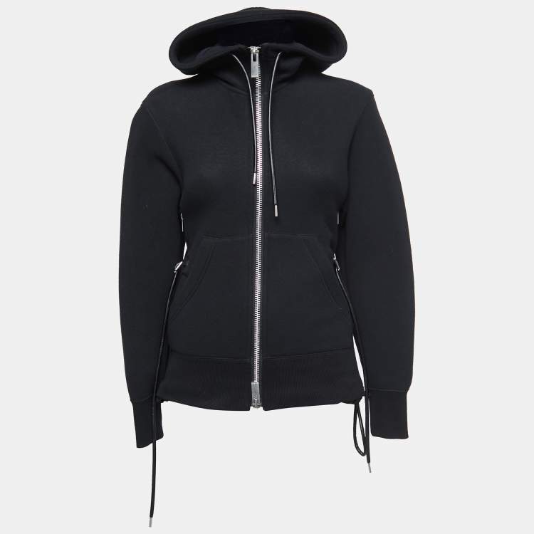 Pre Owned Sacai Black Cotton Contrast Nylon Panel Hoodie S